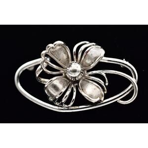 Frostner Sterling Silver Flower Pin Brooch 925 3d Wired Modernist Signed BinAL